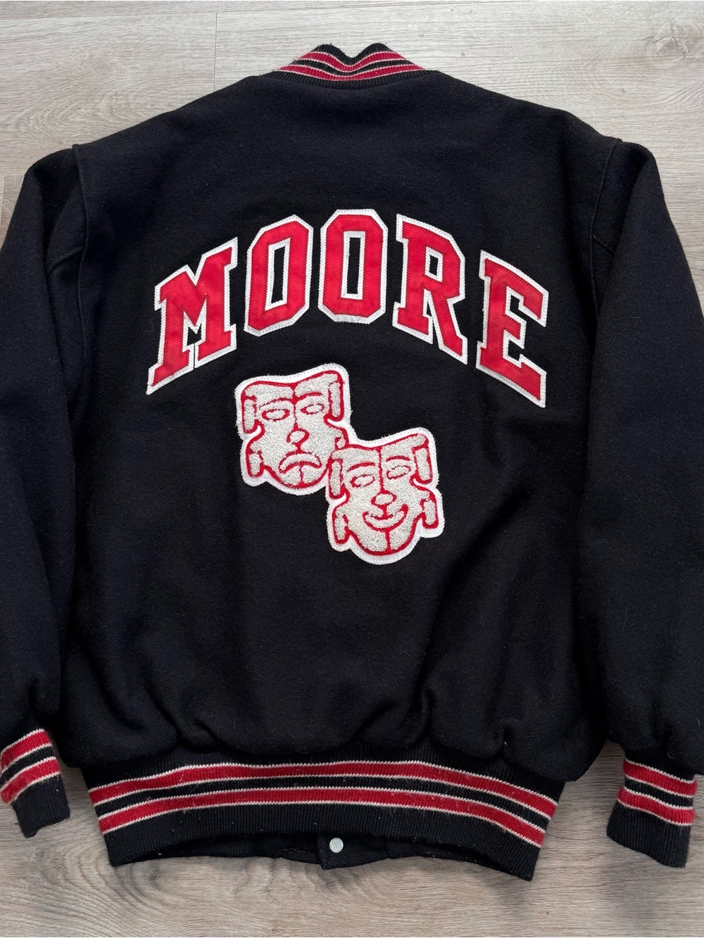 Vintage DeLONG MOORE Performing Art Varsity Jacket USA Made Wool Letterman Men L